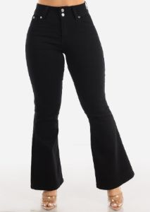 High Waist Black Butt Lifting Flared Jeans sold by Moda