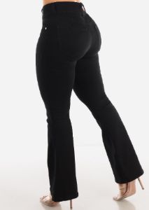 High Waist Black Butt Lifting Flared Jeans sold by Moda