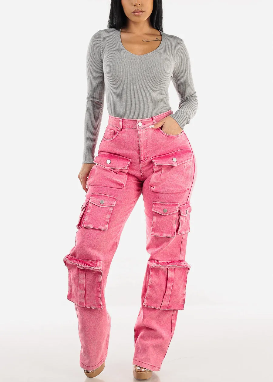 Long Sleeve Vneck Ribbed Sweater Top Grey sold by Moda product image thumbnail 2