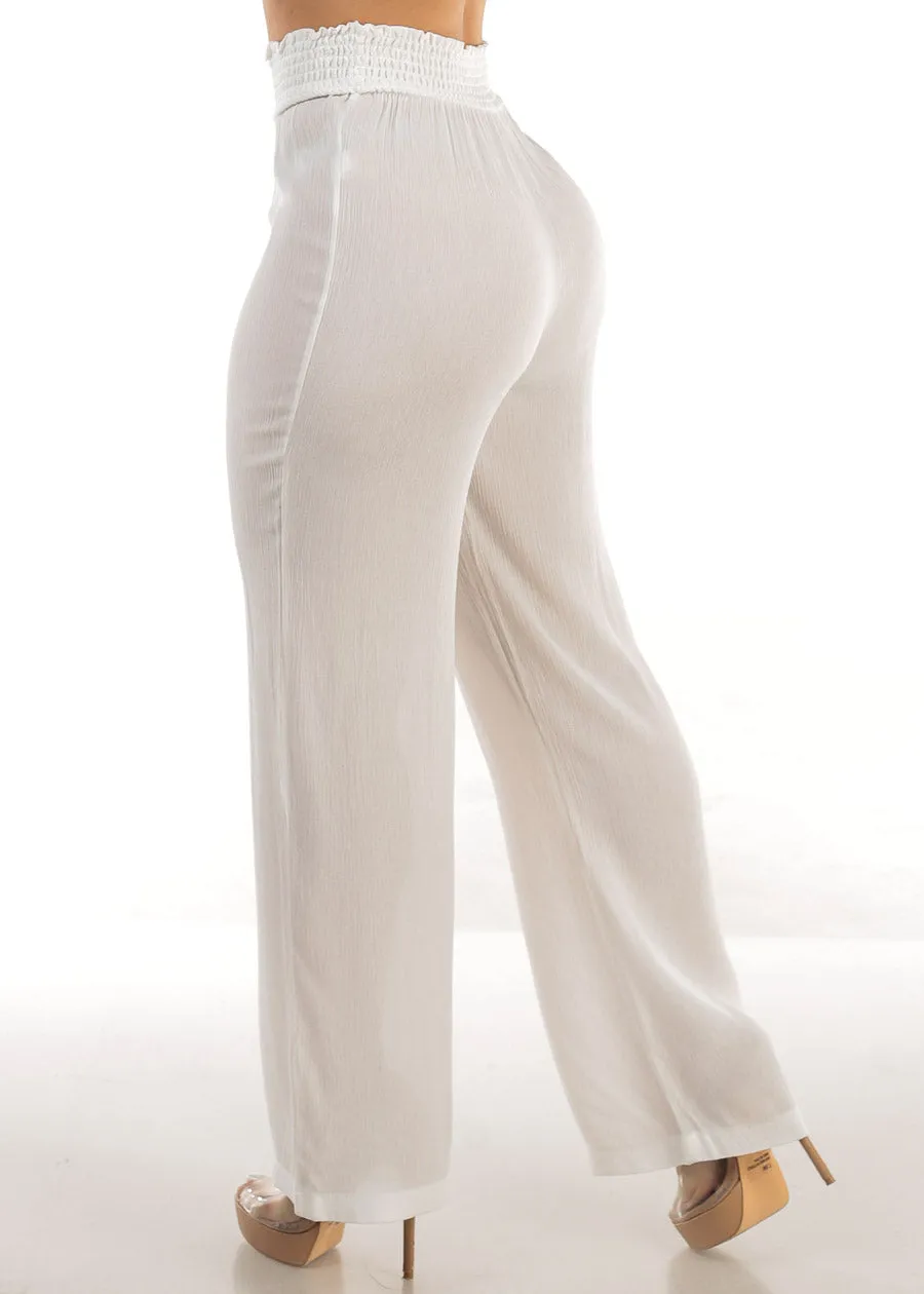 White Smocked Waist Wide Legged Pants sold by Moda product image thumbnail 4