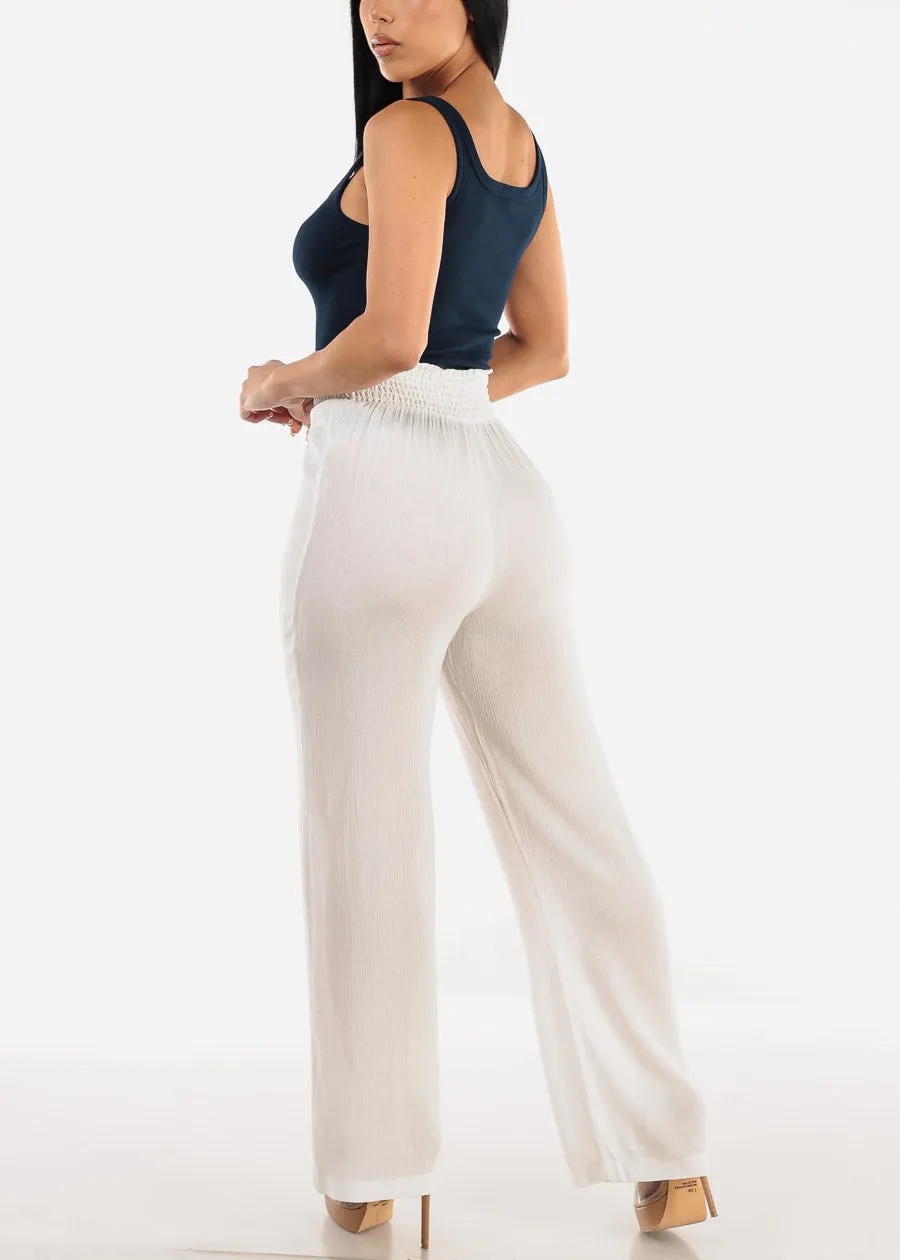 White Smocked Waist Wide Legged Pants sold by Moda product image thumbnail 5