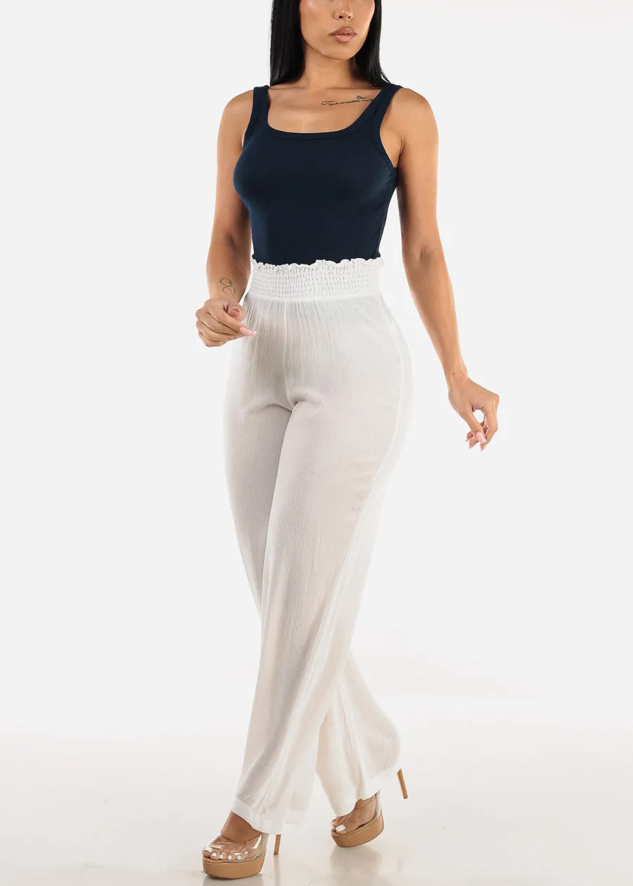 White Smocked Waist Wide Legged Pants sold by Moda product image thumbnail 2