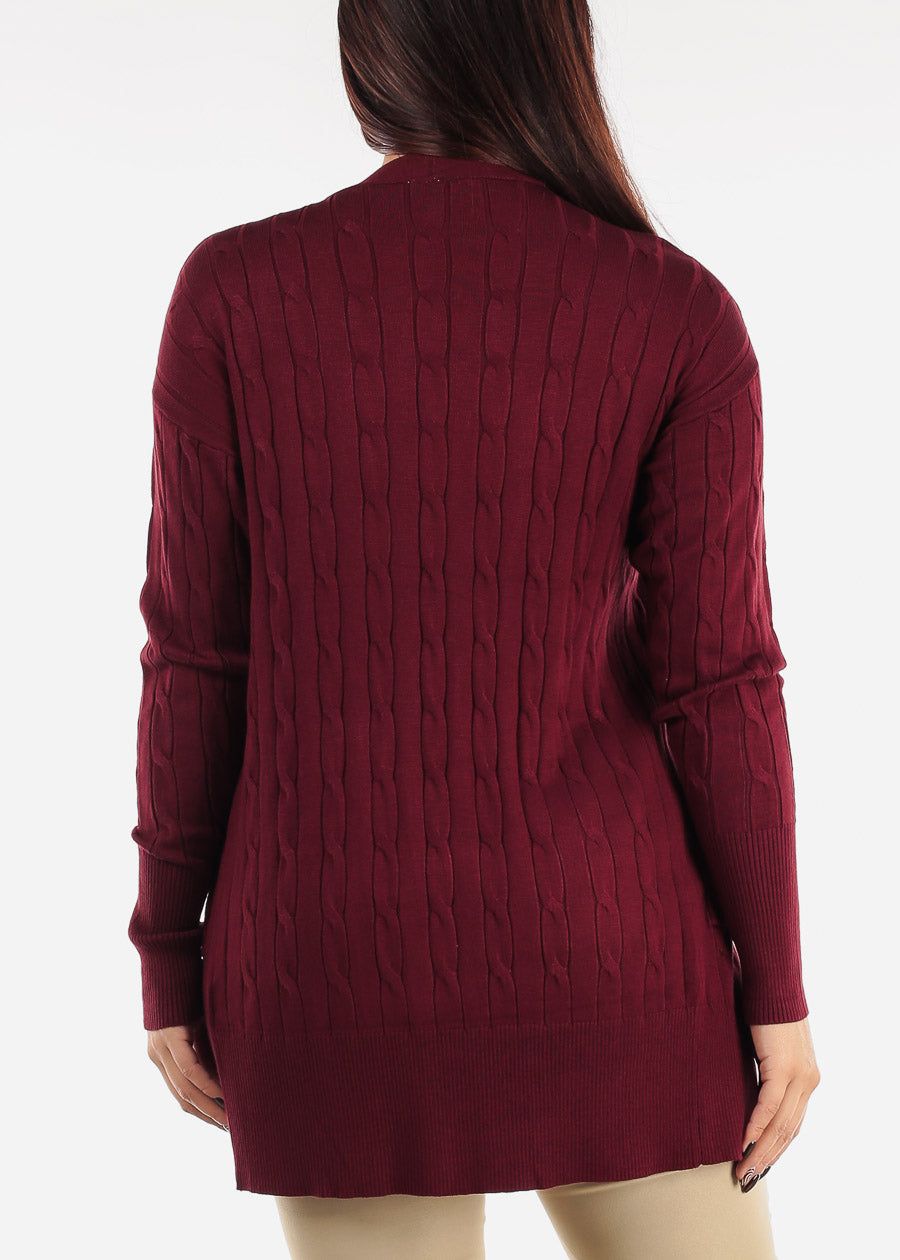 Long Sleeve Burgundy Cardigan w Pockets sold by Moda product image thumbnail 4