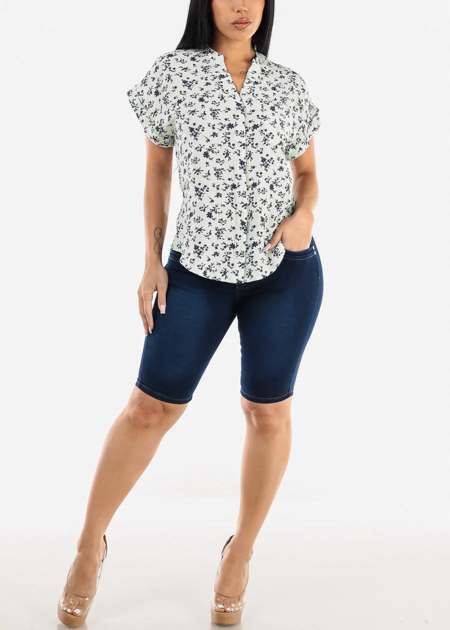 Floral Short Sleeve Button Up Woven Top Mint sold by Moda product image thumbnail 2