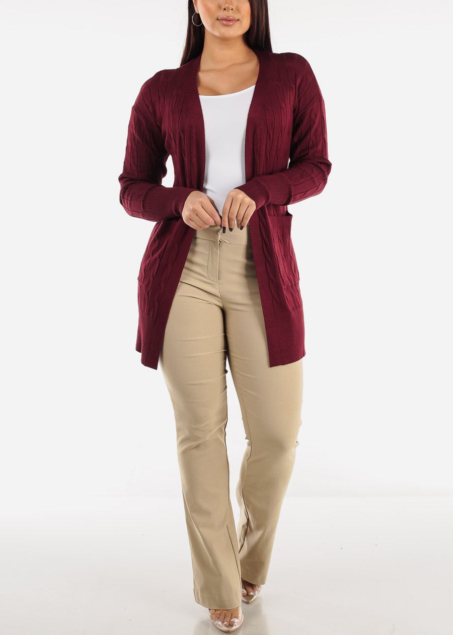 Long Sleeve Burgundy Cardigan w Pockets sold by Moda product image thumbnail 2