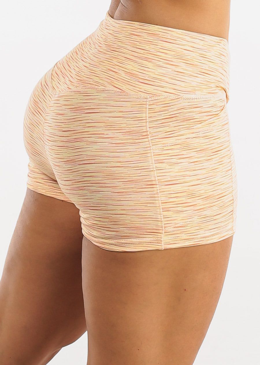 Activewear Heather Orange Crossover Waist Shorts sold by Moda product image thumbnail 3