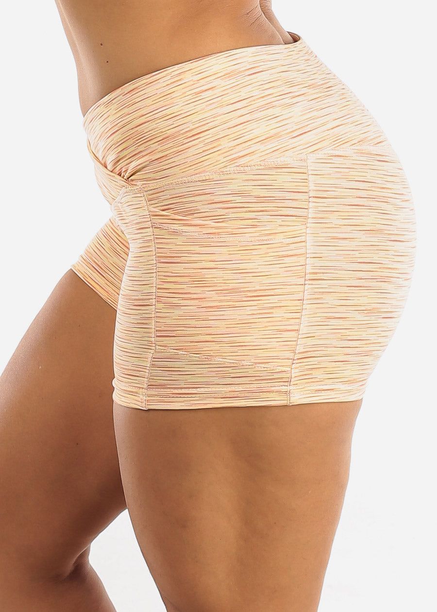 Activewear Heather Orange Crossover Waist Shorts sold by Moda product image thumbnail 2