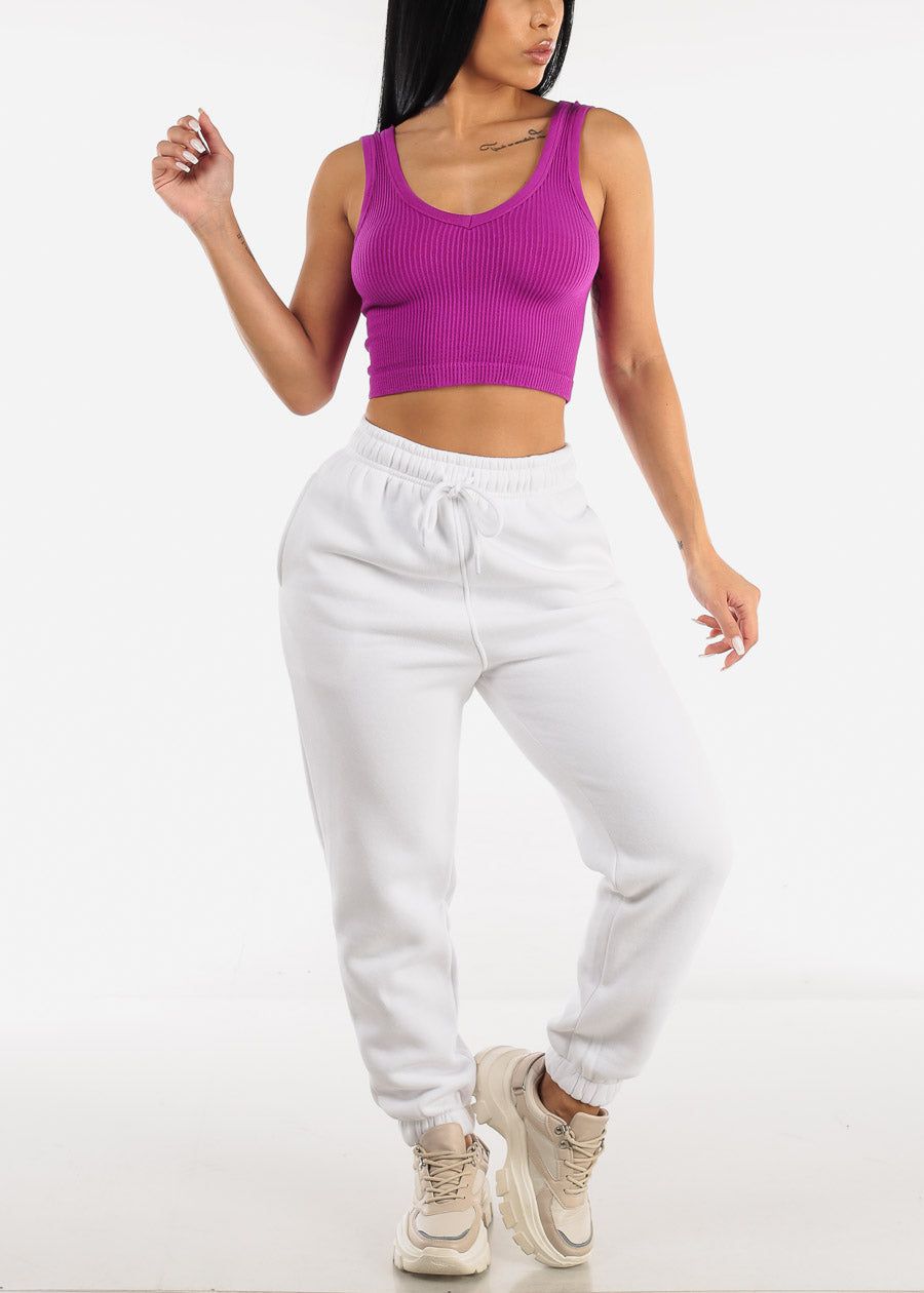 White High Waisted Oversize Sweatpants sold by Moda product image thumbnail 4