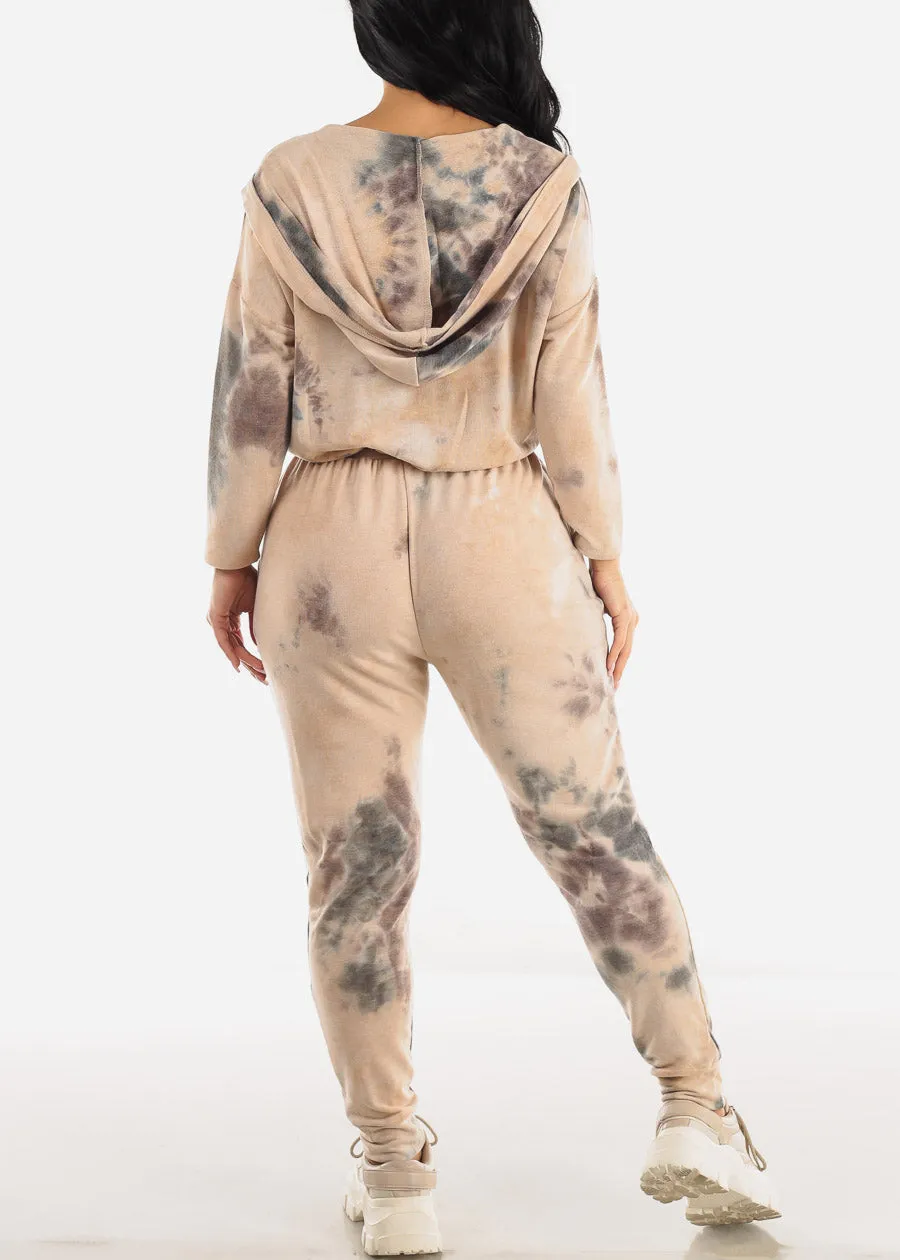 Long Sleeve Tie Dye Button Up Hooded Jumpsuit sold by Moda product image thumbnail 3