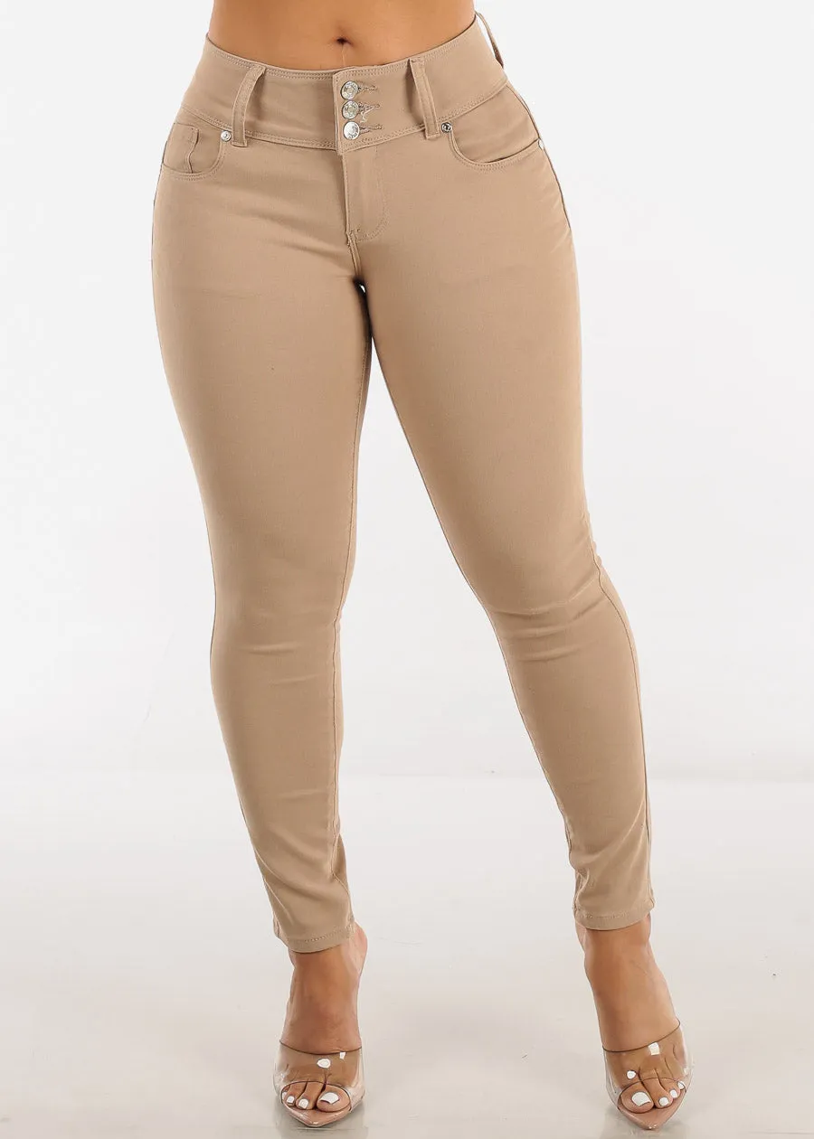 Mid Rise Levantacola Khaki Skinny Jeans sold by Moda product image thumbnail 3