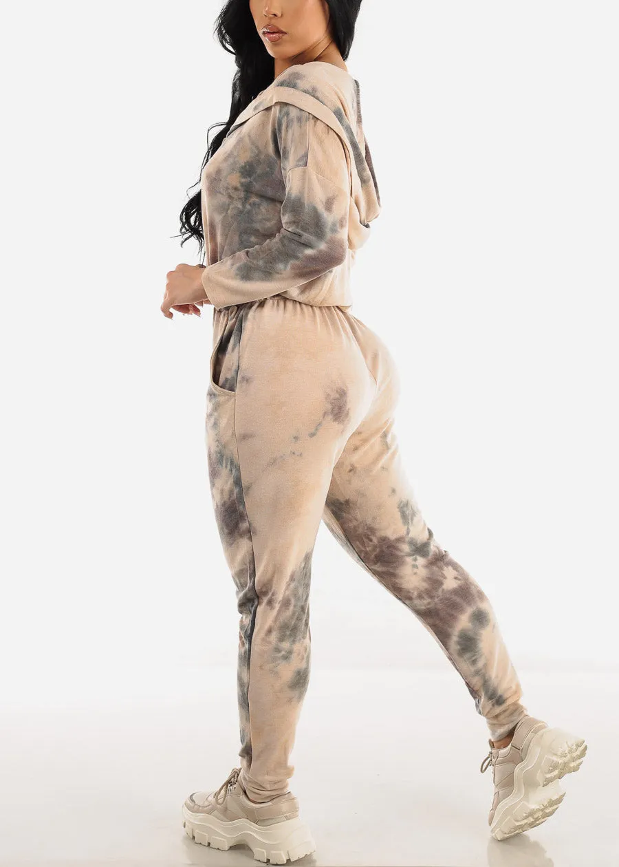 Long Sleeve Tie Dye Button Up Hooded Jumpsuit sold by Moda product image thumbnail 4