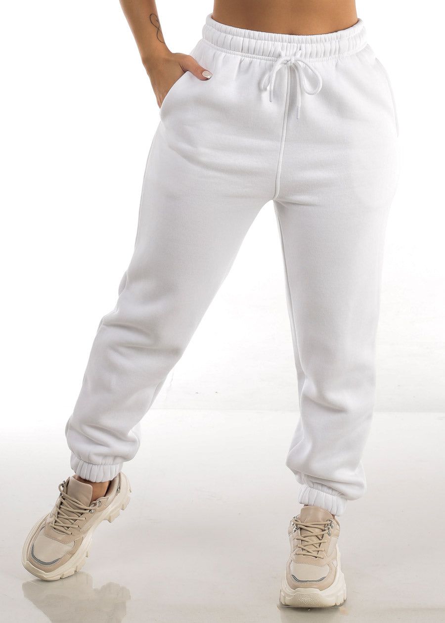 White High Waisted Oversize Sweatpants sold by Moda