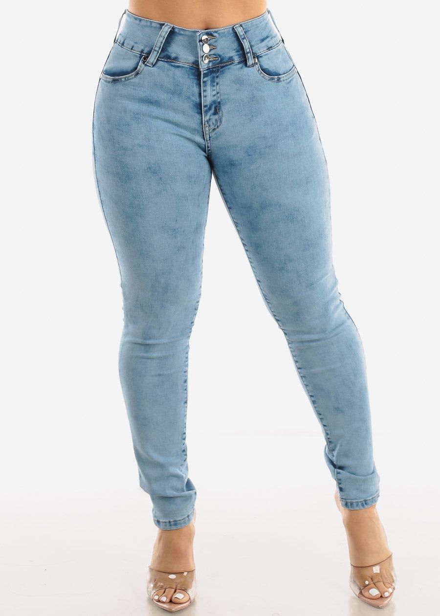 High Waist Butt Lift Light Acid Wash Skinny Jeans sold by Moda product image thumbnail 3