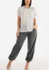 Grey Linen High Rise Spandex Waist Jogger Pants sold by Moda