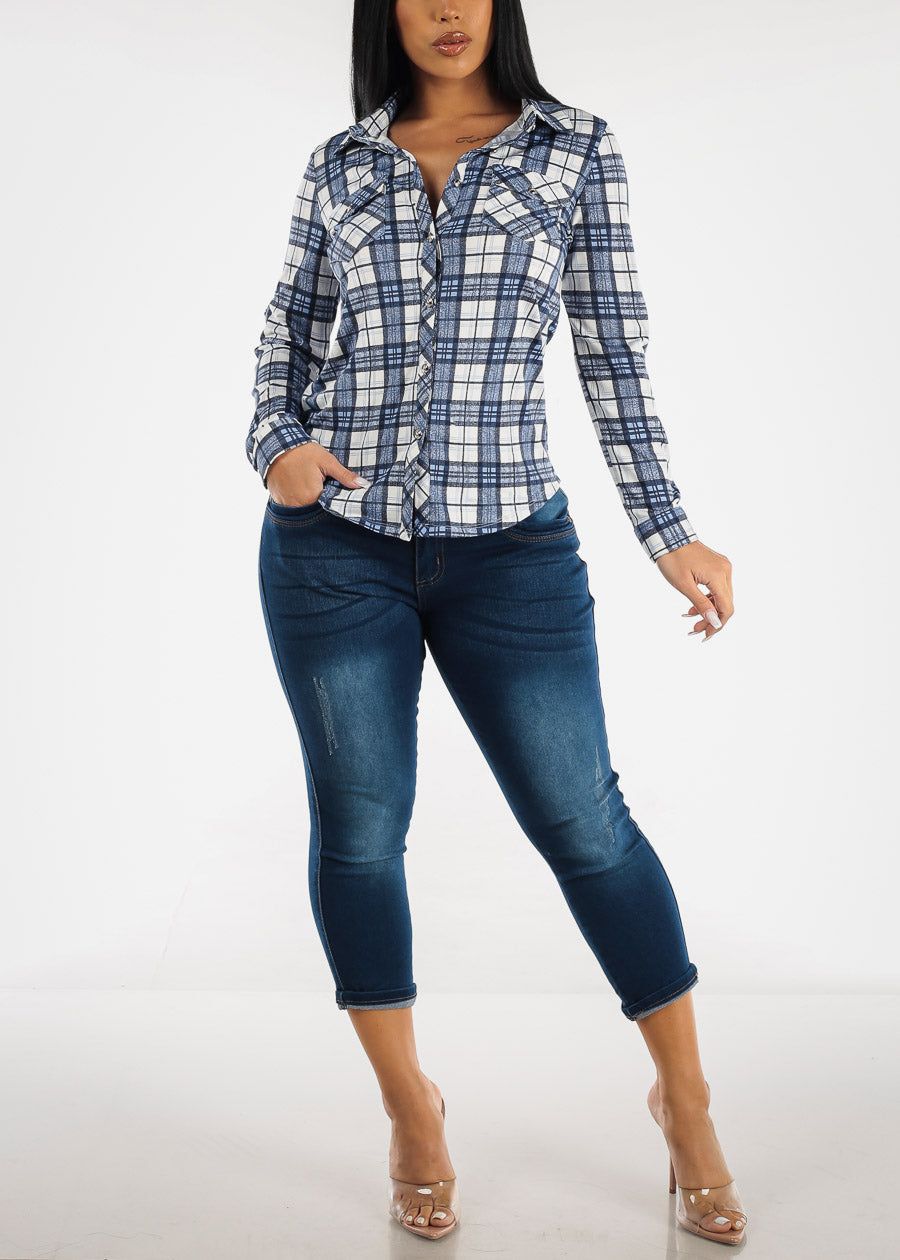 MX JEANS Ultra High Waist Butt Lift Dark Denim Capris sold by Moda product image thumbnail 2