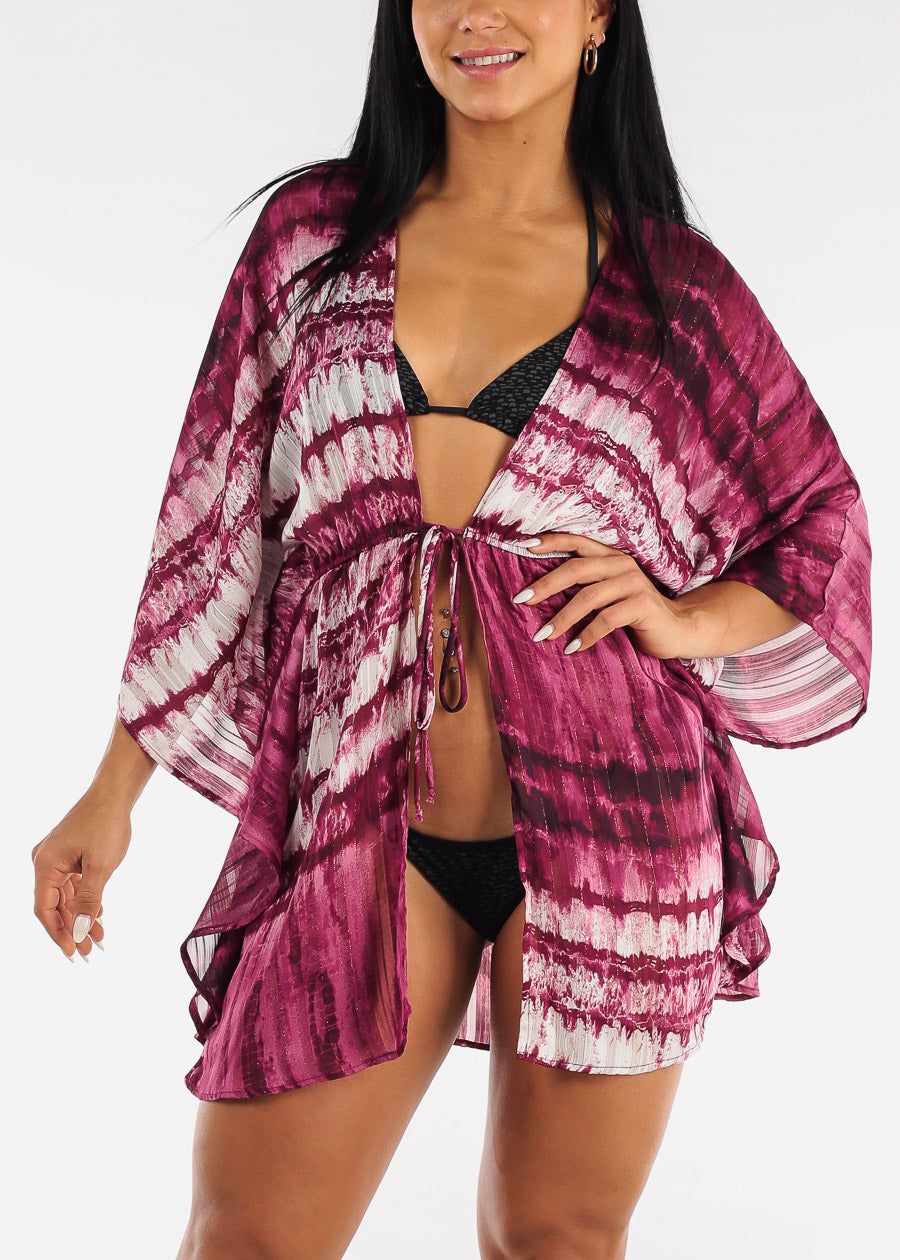 Drawstring Waist Tie Dye Kimono sold by Moda