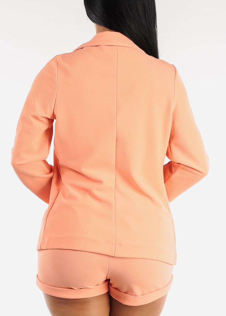 Long Sleeve Notched Collar Peach Blazer sold by Moda product image thumbnail 5