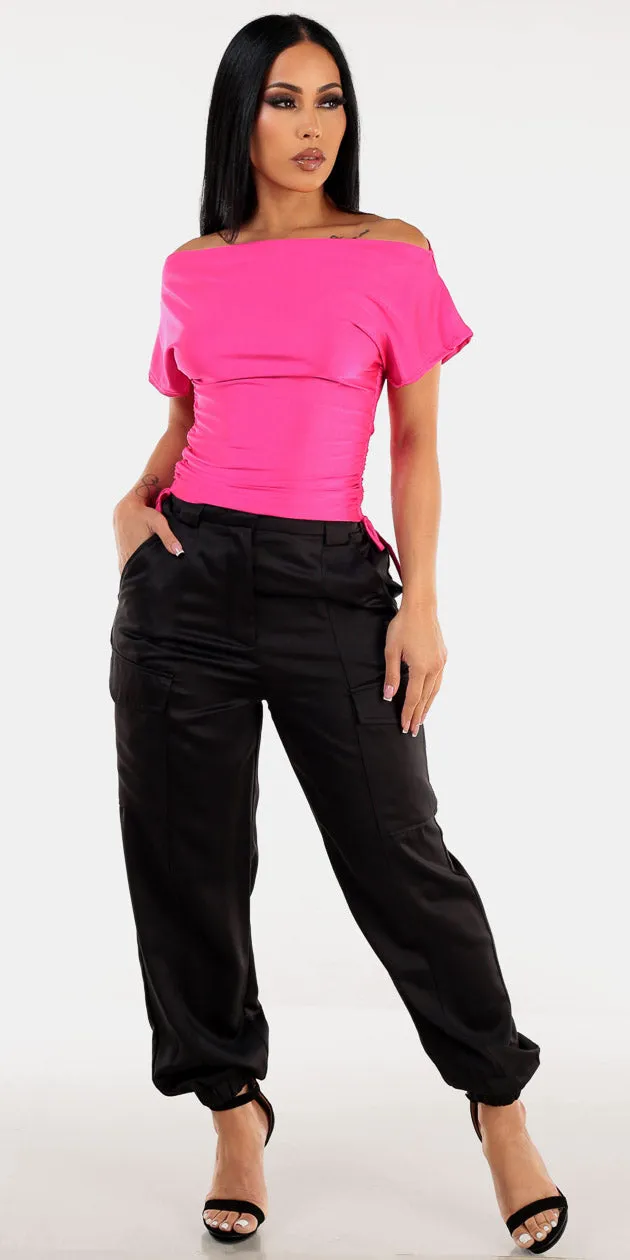 Satin Cargo Joggers Set sold by Moda