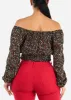 Black Off Shoulder Floral Peasant Crop Top sold by Moda