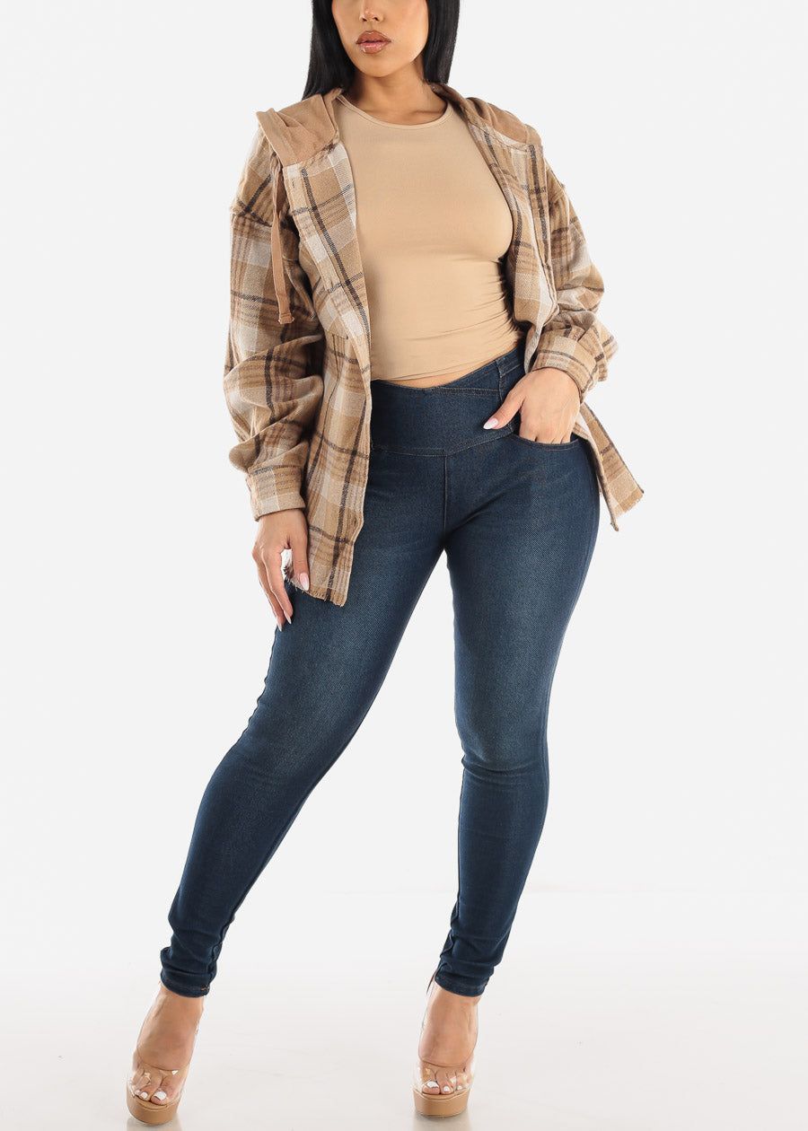 Crewneck Long Sleeve Top Taupe w Adjustable Drawstring Sides sold by Moda product image thumbnail 2