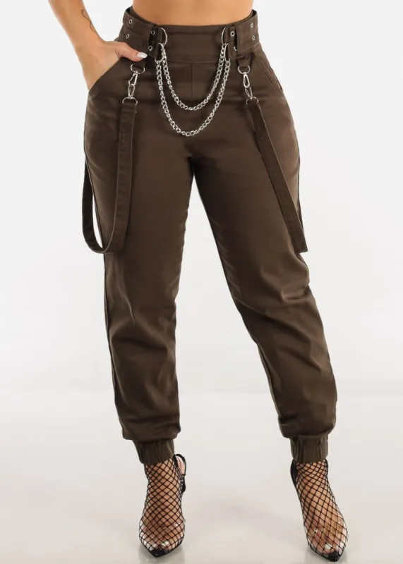 High Waisted Chained Jogger Pants w Straps sold by Moda