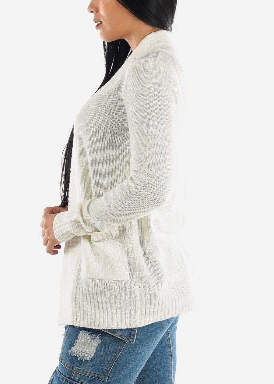 White Open Front Pocket Cardigan sold by Moda product image thumbnail 3
