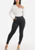 Black Butt Lifting Plaid Skinny Pants w Belt sold by Moda