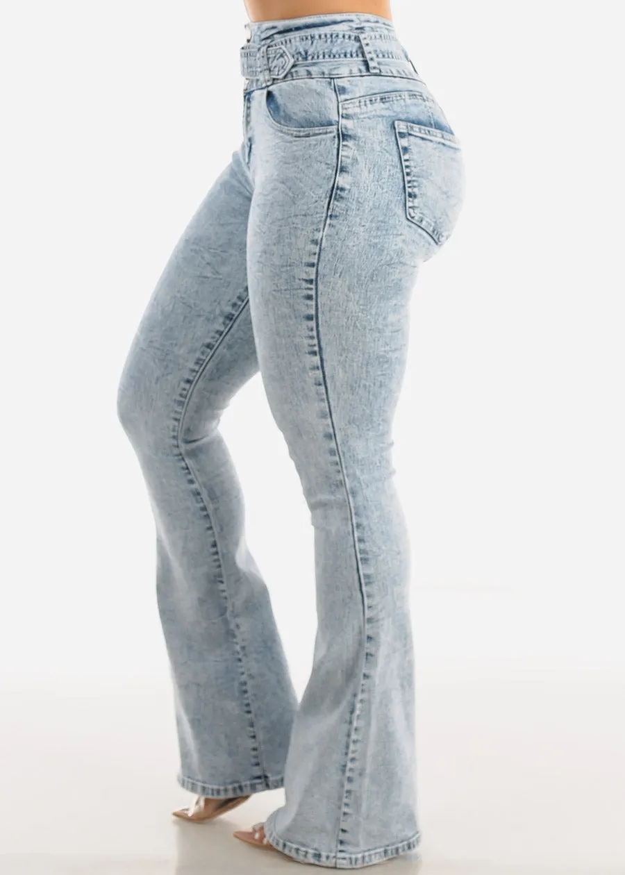 Super High Waisted Butt Lifting Acid Wash Flared Jeans sold by Moda product image thumbnail 4