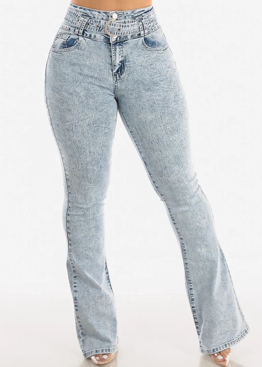 Super High Waisted Butt Lifting Acid Wash Flared Jeans sold by Moda product image thumbnail 3