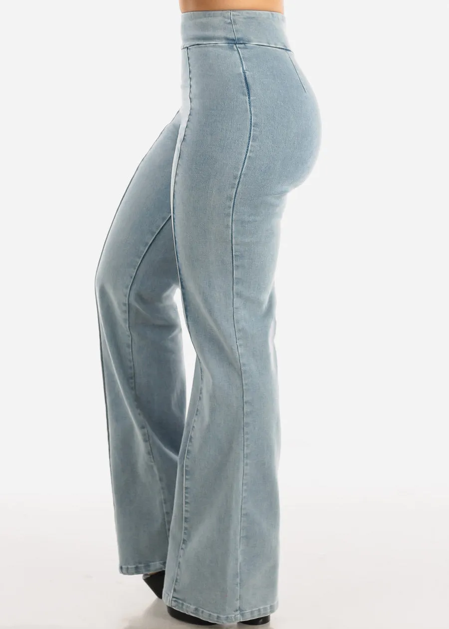 High Waist Denim Stretch Wide Legged Pants Acid Wash sold by Moda product image thumbnail 4