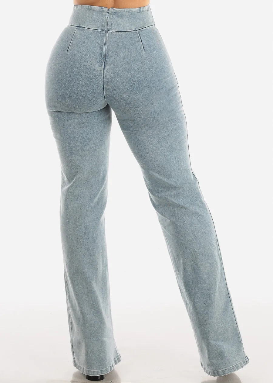 High Waist Denim Stretch Wide Legged Pants Acid Wash sold by Moda product image thumbnail 5