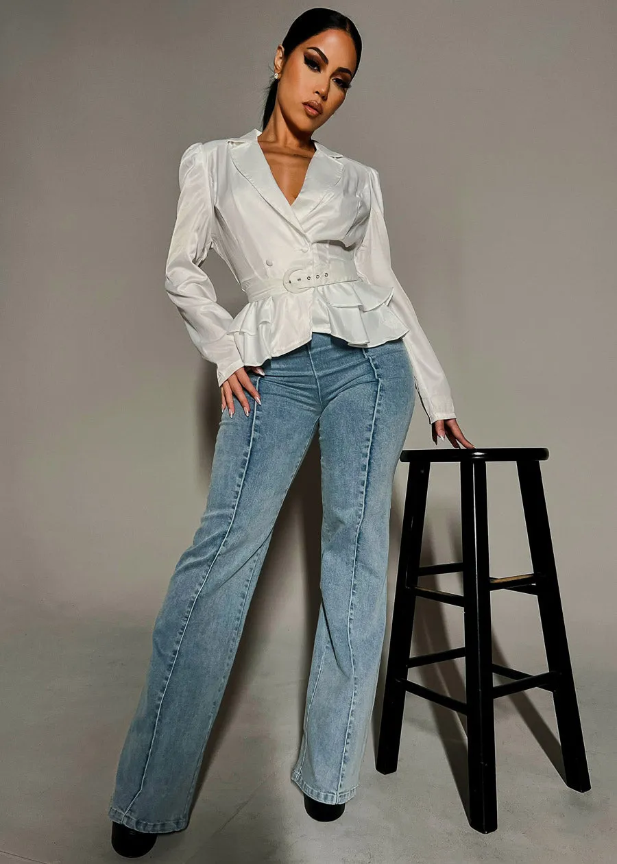 High Waist Denim Stretch Wide Legged Pants Acid Wash sold by Moda product image thumbnail 3