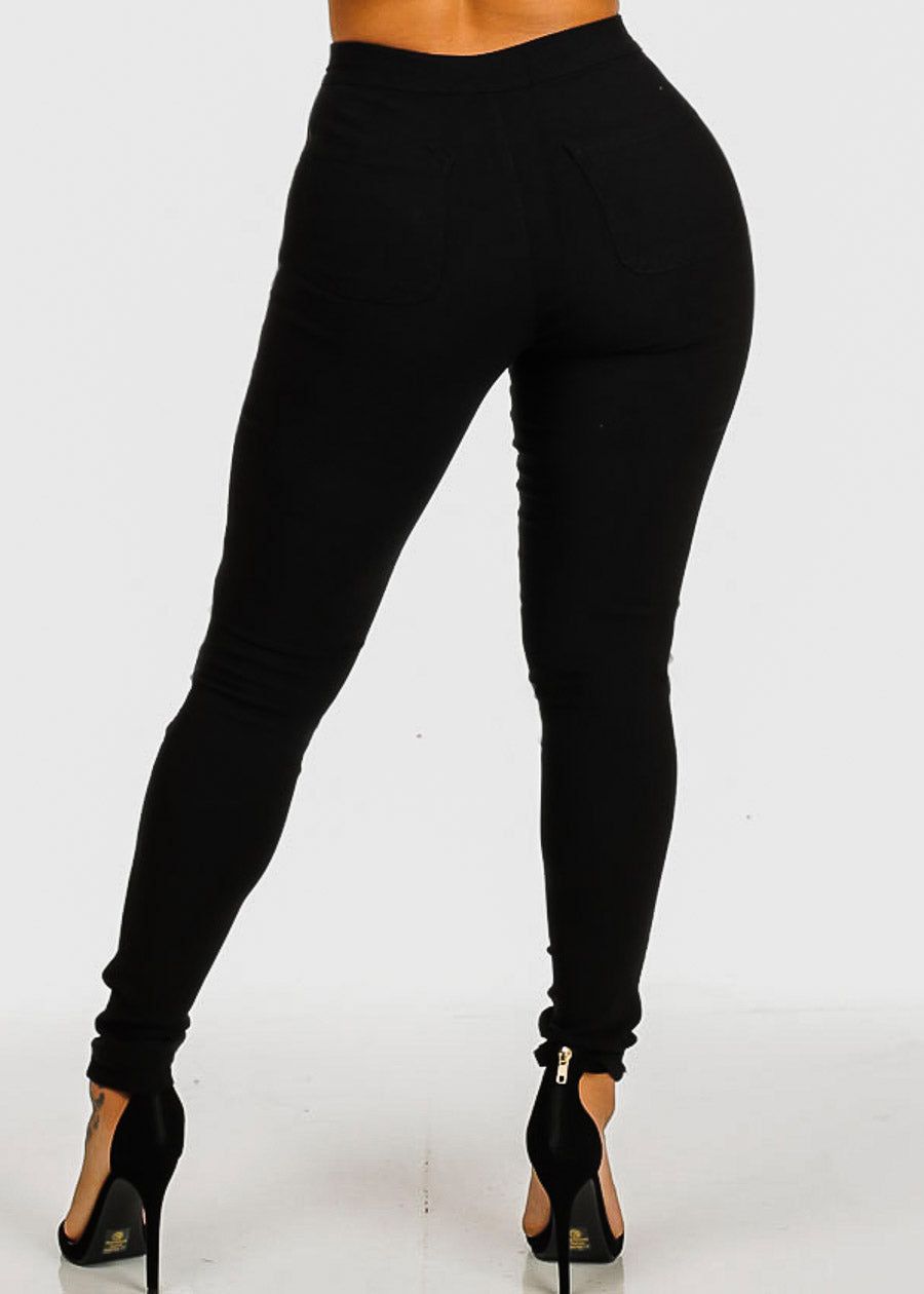 Black High Waist Hyper Stretch Slim Fit Skinny Pants sold by Moda product image thumbnail 4
