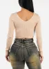 Long Sleeve Vneck Crop Sweater Light Pink sold by Moda