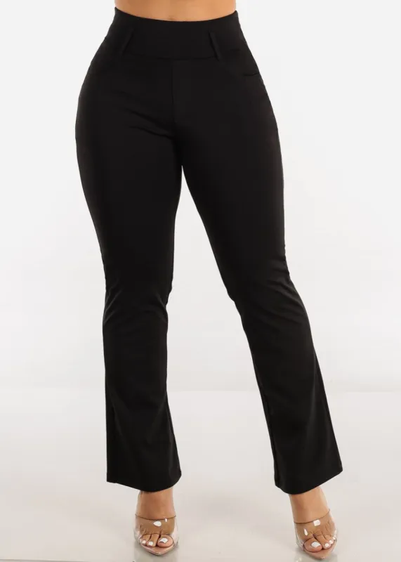 Black Super High Waist Dressy Bootcut Pants sold by Moda