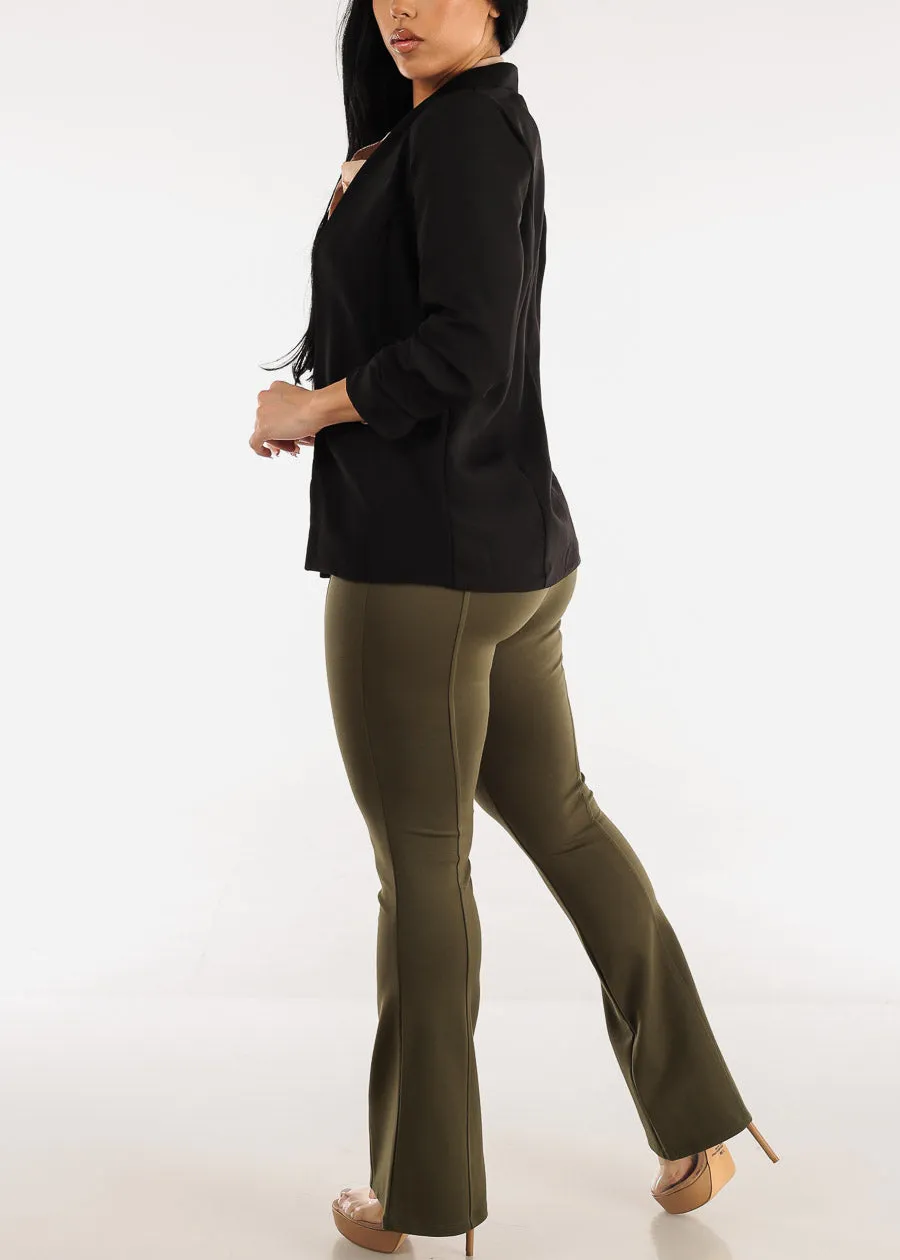 Spandex Waist Pull On Dressy Flared Pants Olive sold by Moda product image thumbnail 5