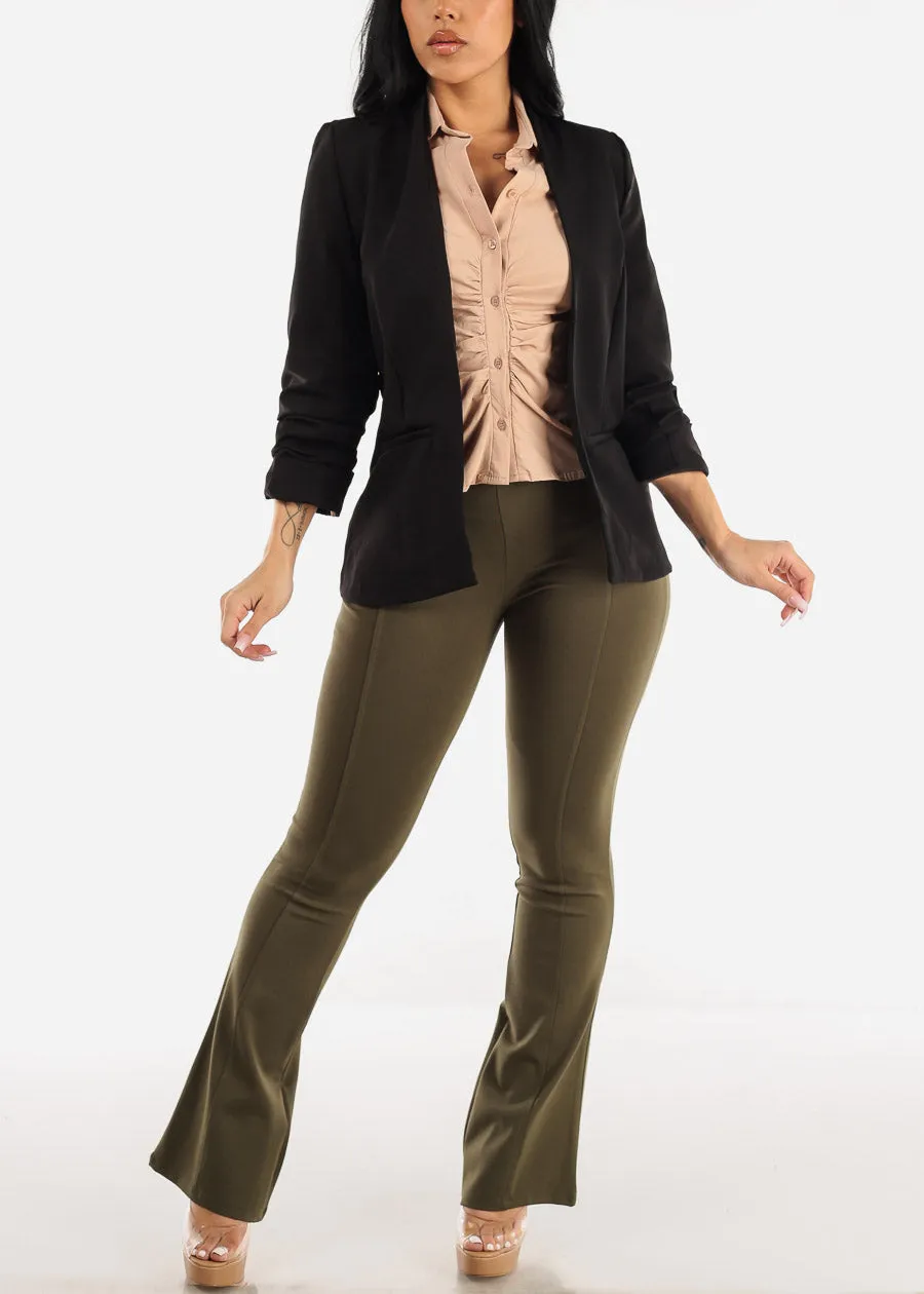 Spandex Waist Pull On Dressy Flared Pants Olive sold by Moda product image thumbnail 2