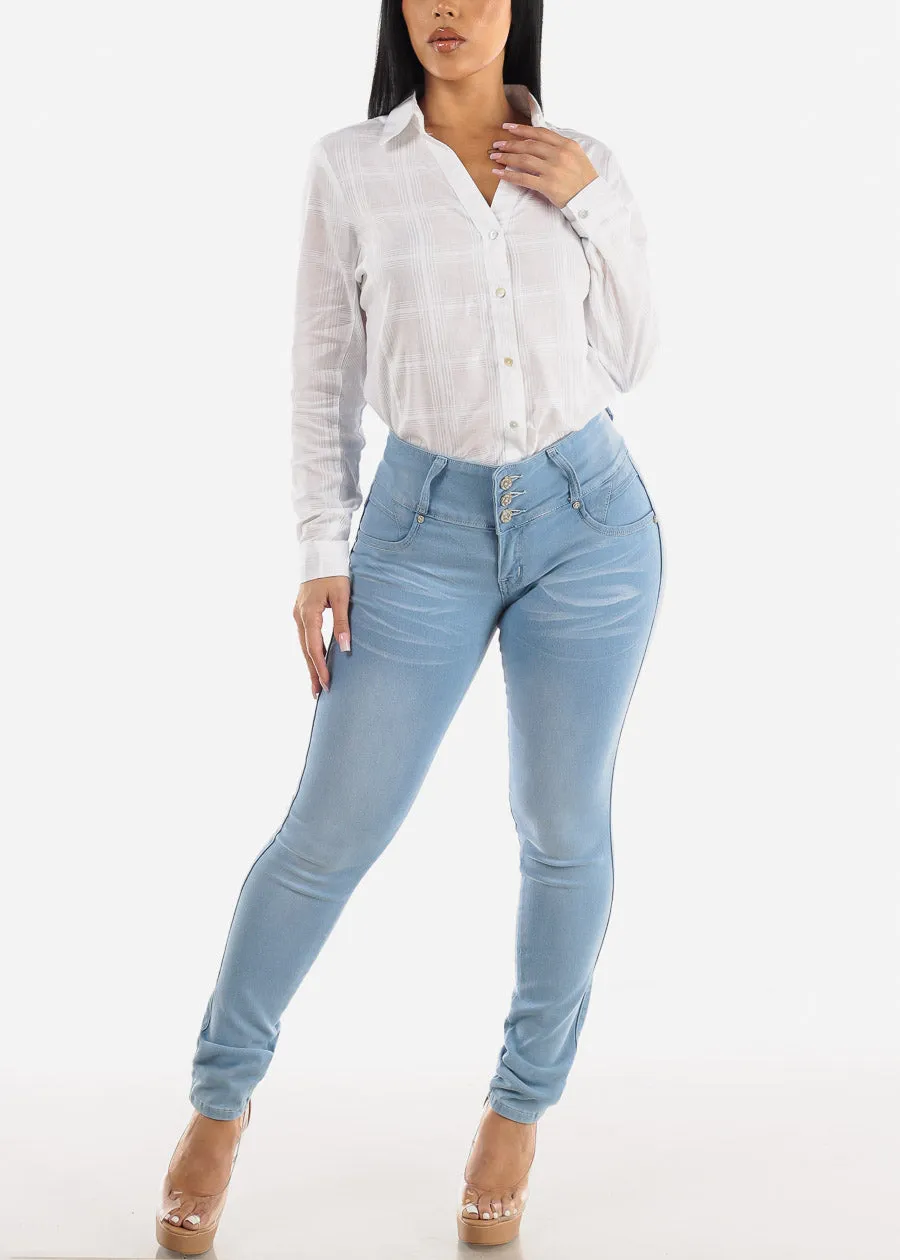 MX JEANS Levantacola Light Blue Skinny Jeans w Pocket Design sold by Moda product image thumbnail 2