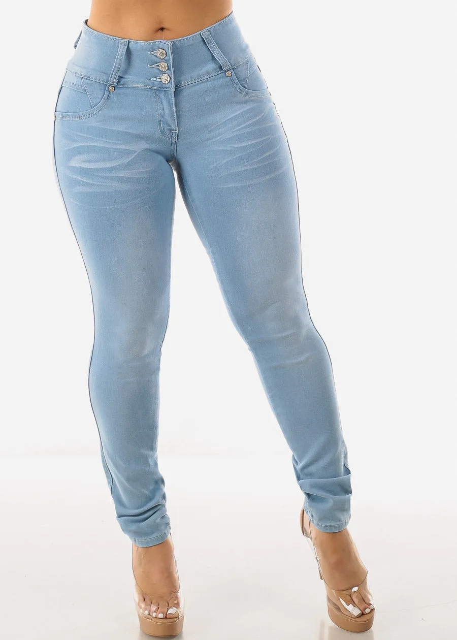 MX JEANS Levantacola Light Blue Skinny Jeans w Pocket Design sold by Moda product image thumbnail 3