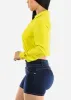 Long Sleeve Hook and Eye Crop Top Neon Lime sold by Moda