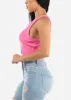 Sleeveless Crewneck Ribbed Crop Top Hot Pink sold by Moda