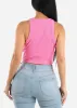 Sleeveless Crewneck Ribbed Crop Top Hot Pink sold by Moda