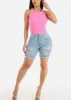 Sleeveless Crewneck Ribbed Crop Top Hot Pink sold by Moda
