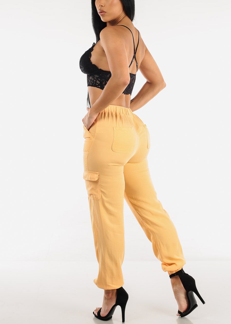 Drawstring Waist Tencel Cargo Joggers Light Orange sold by Moda product image thumbnail 5