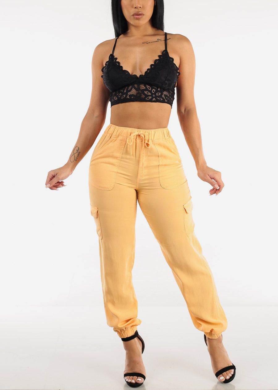 Drawstring Waist Tencel Cargo Joggers Light Orange sold by Moda product image thumbnail 2