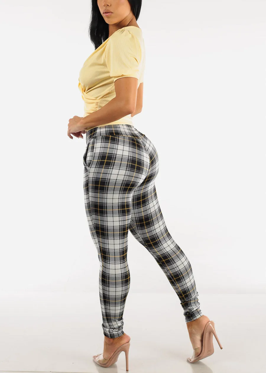 High Waisted Plaid Skinny Pants w Zipper Detail sold by Moda product image thumbnail 5