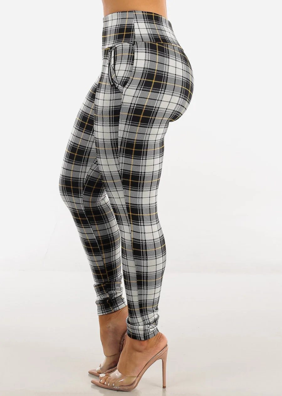 High Waisted Plaid Skinny Pants w Zipper Detail sold by Moda product image thumbnail 4