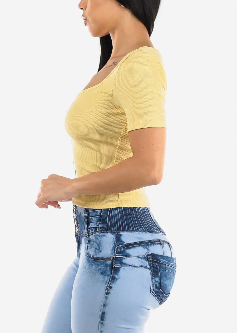 Vneck Short Sleeve Top Yellow sold by Moda product image thumbnail 3