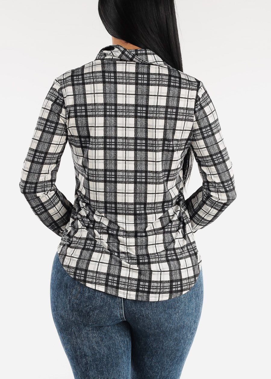 Button Up Roll up Sleeve Black Plaid Shirt sold by Moda product image thumbnail 5