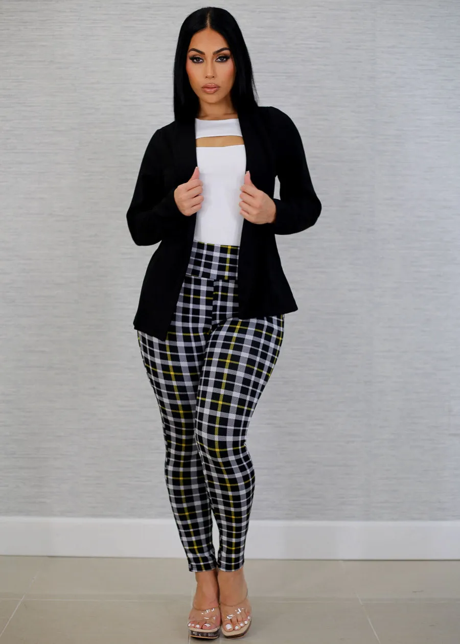 High Waisted Butt Lift Stretchy Plaid Skinny Pants w Pockets sold by Moda product image thumbnail 2